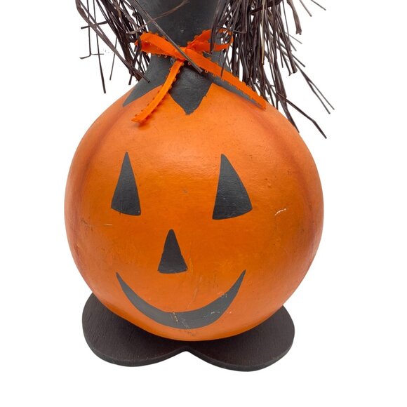 Halloween Witch hand painted gourd pumpkin body black hat halloween decor - Picture 4 of 11